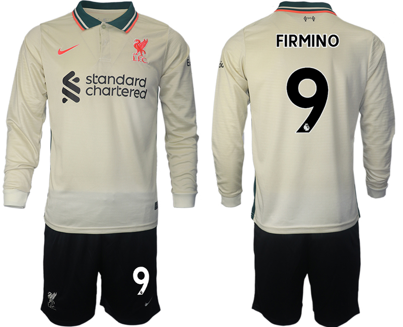 Men 2021-2022 Club Liverpool away cream Long Sleeve #9 Soccer Jersey